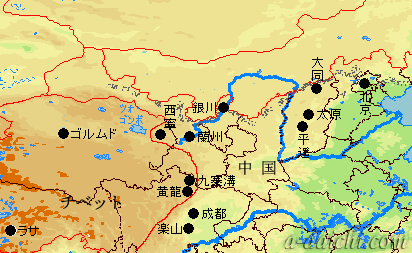 チベット、中国周遊旅行地図
