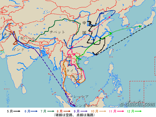 2007年アジア周遊地図